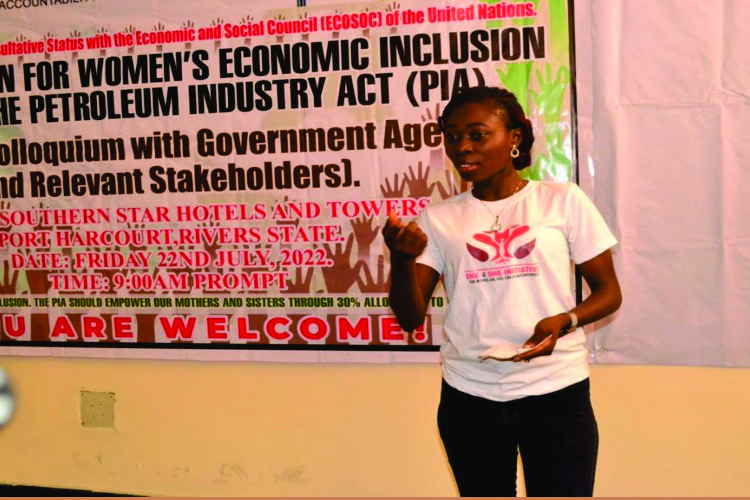 Representative of the Minister of State for Petroleum, during PIA’s 30% Campaign for Women Economic Inclusion Colloquium for Government Agencies.