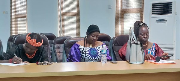 Advocacy Picture to Her Excellency, the First Lady of Bayelsa State, Gloria Diri, Wife of the Governor of Bayelsa State, visited in July 2022 by a Coalition of Bayelsa Women on behalf of the 30% Campaign.