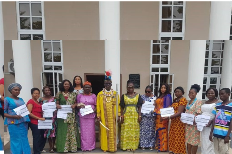Women Leaders in Bayelsa State and Person with Special Needs on behalf of NDEBUMOG during Advocacy Visit for Women Economic Inclusion through the PIA to the Chairman of Bayelsa State Council of Traditional Rulers, King Bubaraye Dakolo on Thursday 11th August 2022.
